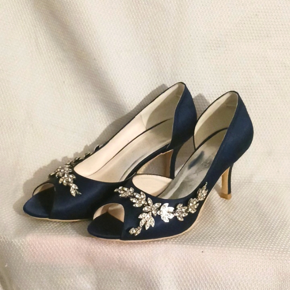 Elegant Park navy blue bridal shoes